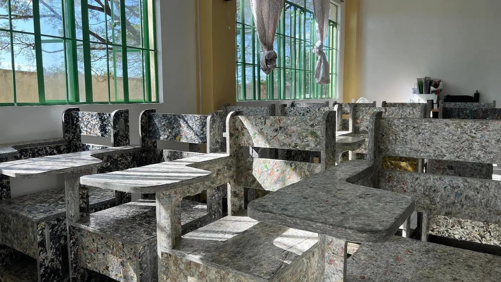 School chairs made from recycled plastic by The Plastic Flamingo